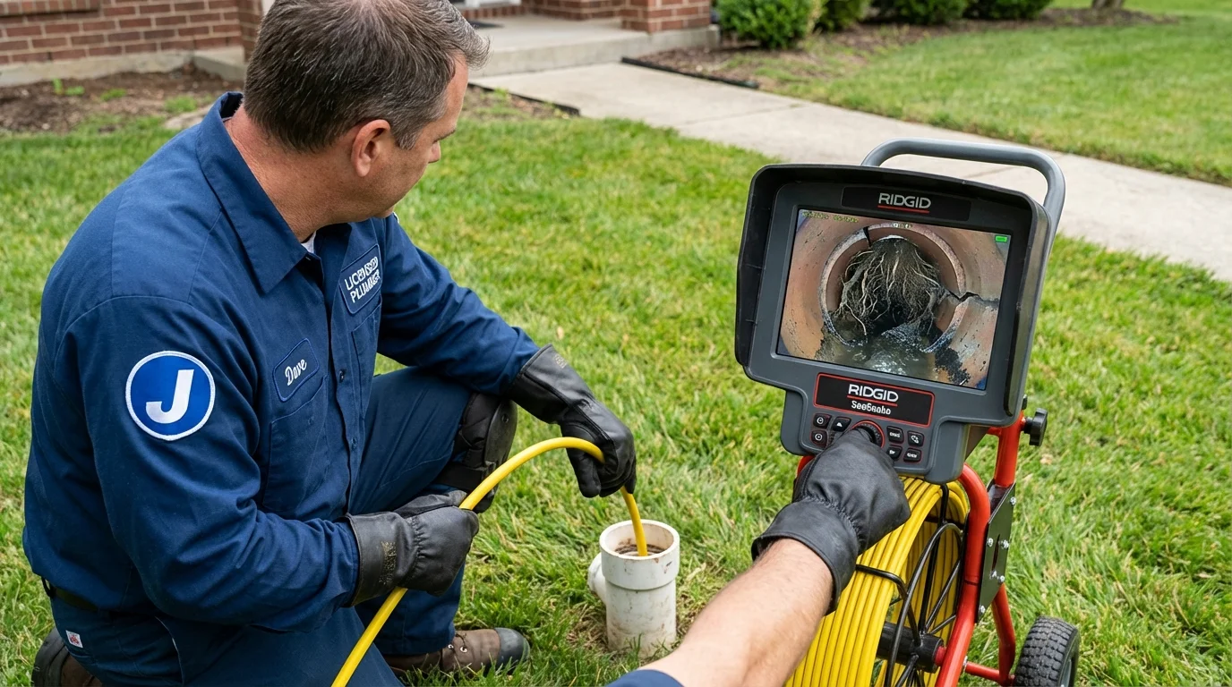 Sewer camera inspection being performed by Johns Plumbing LLC in Barnesville