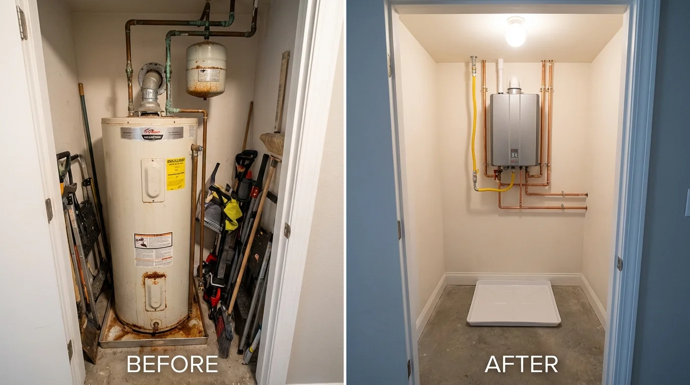 Tank water heater versus wall-mounted tankless unit comparison for Barnesville, GA homeowners