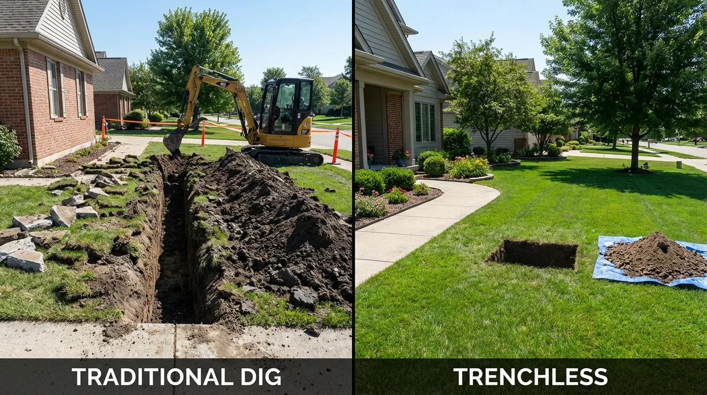 Trenchless sewer repair with minimal yard damage versus traditional excavation in Barnesville, GA